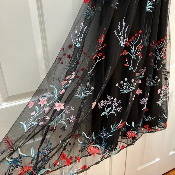 BHLDN Anthropologie Isabel Garcia "Vizelle Midi Dress" Floral Tulle Lace XS S - Picture 5 of 16
